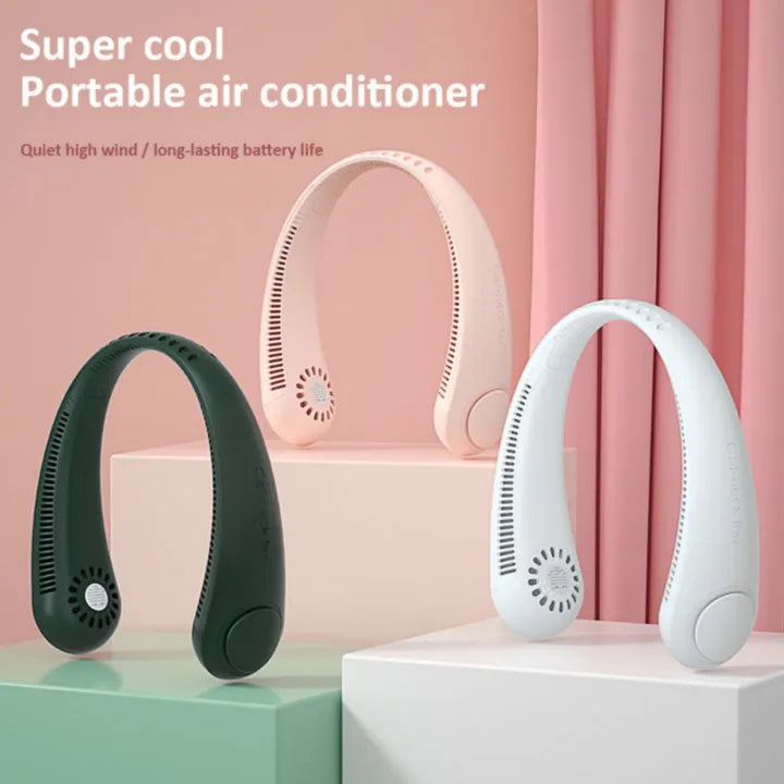 Hands-Free Neck Fan | Powerful 360° Cooling Fan | Bladeless Neck Fan for Kitchen | Rechargeable USB Mini Fan for Summer, Sports & Travel Outdoors